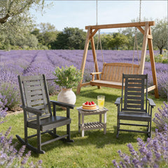 Wide Armrests Chairs,2 Pieces Outdoor Rocking Chairs