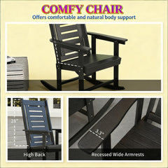 Black High Back Chairs,2 Pieces Outdoor Rocking Chairs