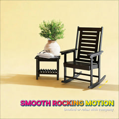 Black High Back Chairs,2 Pieces Outdoor Rocking Chairs