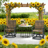 Outdoor Chair,Wicker Rattan Swivel Chair Set