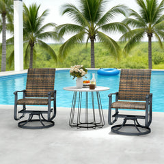 Outdoor Chair,Wicker Rattan Swivel Chair Set