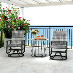 Outdoor Gray Chair,Wicker Rattan Swivel Chair Set