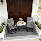 Outdoor Gray Chair,Wicker Rattan Swivel Chair Set