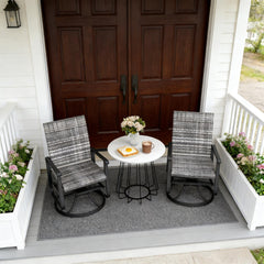 Outdoor Gray Chair,Wicker Rattan Swivel Chair Set