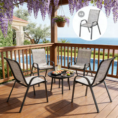 Stackable Chairs,Set of 4 Outdoor Dining Chairs