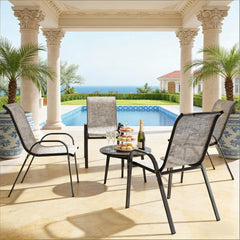 Stackable Chairs,Set of 4 Outdoor Dining Chairs