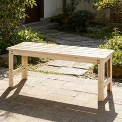 Backless Slatted Bench,Wood Outdoor Bench