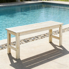 Backless Slatted Bench,Wood Outdoor Bench