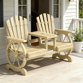 High Backrest Wooden Garden Bench,2-Seat Patio Bench