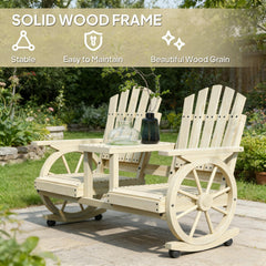 High Backrest Wooden Garden Bench,2-Seat Patio Bench