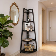 Tall Ladder Display Shelf,Small Storage Shelf,5-Tier Bookshelf,Corner Shelf