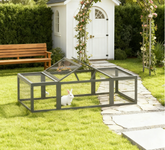 Large Wooden Rabbit Hutch Habitat Enclosure Outdoor Run and Lockable Doors , Gray