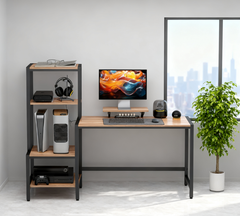 CPU Desk with Monitor Stand,Computer Desk,Reversible 4-Tier Shelf, Industrial Writing Desk