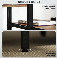CPU Desk with Monitor Stand,Computer Desk,Reversible 4-Tier Shelf, Industrial Writing Desk