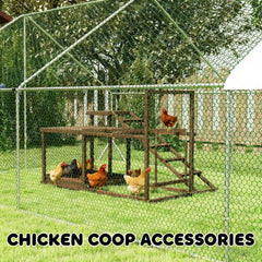 Pet Activity Play Set,Wooden Chicken Activity Play Set withSwing,Ladder,Platforms,Feeder Storage