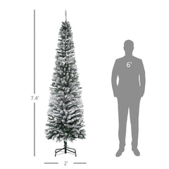 Christmas Yard Decor,Flocked Christmas Tree with Faux Snow, Dense Branches