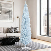 Christmas Tree,8ft Pencil Artificial Christmas Tree with Realistic Branches and 618 Tips, Plastic Base