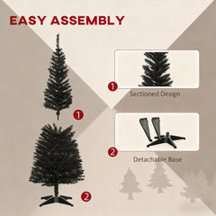 Slim Xmas Tree with Plastic Stand,5' Artificial Pencil Christmas Tree with Easy Setup
