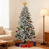 Snowy Artificial Christmas Tree with Easy Assembly–A Cozy Addition to Your Living Room Corner for Festive Season
