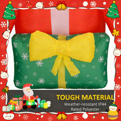 Blow-Up Outdoor Display for Holiday,Inflatable Santa Claus and Gift Boxes,White LED Lights