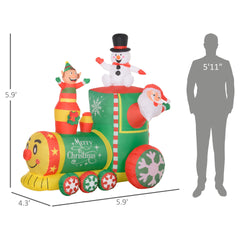 Chirsmas Inflatable Train with Santa Claus, Snowman, Blow-Up Outdoor Display