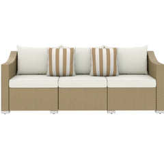 Outdoor Furniture Rattan Sofa,Rattan Wicker Seater Patio Couch with Cushions,Throw Pillows
