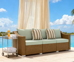 Rattan Wicker Seater Patio Couch,Outdoor Furniture Rattan Sofa,with Cushions,Throw Pillows