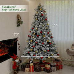 Christmas Tree,Flocked Artificial Christmas Tree with Clear Lights, Tips, Metal Stand for Home