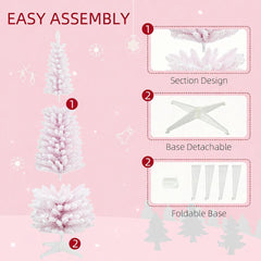Snow Flocked Artificial Christmas Tree,Decorated Christmas Tree,with Pencil Shape, Realistic Branches