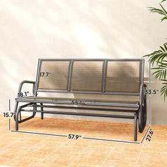 Porch Glider Swing with 3 Seats,3-Person Outdoor Patio Glider Bench,Breathable Mesh Fabric,Metal Frame