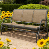 Porch Glider Swing with 3 Seats,3-Person Outdoor Patio Glider Bench,Breathable Mesh Fabric,Metal Frame