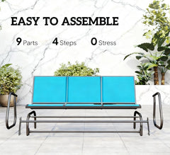 Outdoor Patio Glider Bench,Porch Glider Swing with 3 Seats,Breathable Mesh Fabric, Metal Frame