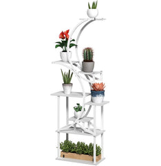 White S-Shaped Plant Stand, 8 Tier Plant Shelf, Corner Plant Rack for Multiple Plants