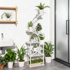 White S-Shaped Plant Stand, 8 Tier Plant Shelf, Corner Plant Rack for Multiple Plants