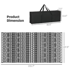 Geometric Style Patio Rug,Reversible Outdoor Rug, Waterproof Plastic Straw with Carry Bag