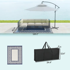 Outdoor Rug,Patio Rug,Reversible Outdoor Rug,Waterproof Plastic Straw with Carry Bag