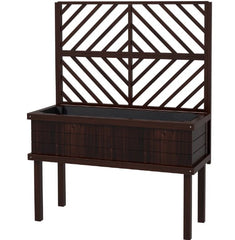 Raised Garden Bed,Elevated Wood Planter with Trellis for Climbing Plants,with Legs and Drainage Holes