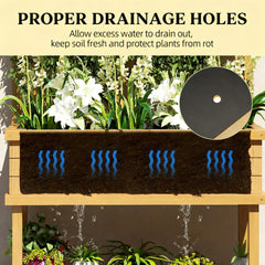 Self-Draining Raised Garden Bed,Elevated Wood Planter with Trellis for Climbing Plants,with Legs and Drainage Holes