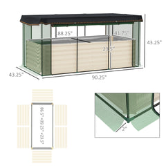 Raised Garden Bed for Flowers, Veggies and Herbs,Galvanized Steel Planter Box with Crop Cage and Shade Cloth