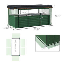 Crop Cage and Shade Cloth with Raised Garden Bed,Galvanized Steel Planter Box
