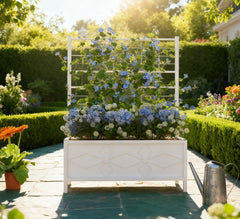 Garden Bed with Trellis,Outdoor Planter Box Galvanized Raised Garden Bed,for Climbing Vines