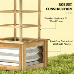 Galvanized Planter Box Elevated Garden Bed,Wooden Raised Garden Bed with Trellis,for Garden,Patio
