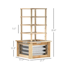 Galvanized Planter Box Elevated Garden Bed,Wooden Raised Garden Bed with Trellis,for Garden,Patio