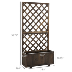 Garden Bed,Wooden Raised Garden Bed Planting Planter Box with Trellis and Drain Holes for Climbing Vine Plants