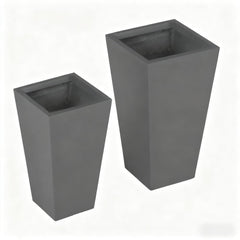 Durable & Stackable Plant Pot,2-Pack Outdoor Planter Set,Flower Pots with Drainage Holes,for Porch,Entryway,Patio,Yard,Garden
