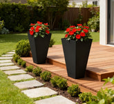 Tall Plant Pot,2-Pack Outdoor Planter Set,Flower Pots with Drainage Holes,for Porch,Entryway,Patio,Yard,Garden