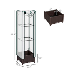 Portable Outdoor Plant Box,Garden Bed with Trellis,with Cover,Drainage Holes and Zipper Door