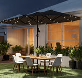 Easy to Use Double-Sided Parasol with Base,Patio Parasol with LED Solar Lights,Parasol Double-Sided Sun Umbrella
