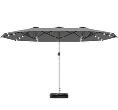 Easy to Use Double-Sided Parasol with Base,Patio Parasol with LED Solar Lights,Parasol Double-Sided Sun Umbrella