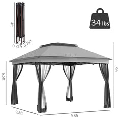 Easy to Setup Foldable Gazebo,Outdoor Patio Pop Up Canopy Gazebo Shelter with Zipper Netting,Carry Bag